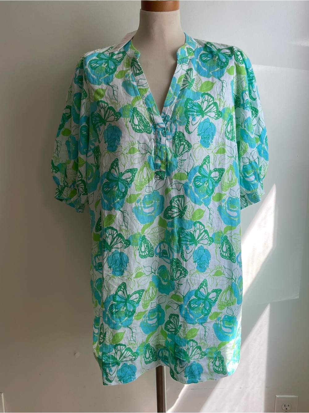 NWT Lilly Pulitzer Lagoon Linen Dress Mialeigh Resort Monarch Rose Butterfly 12